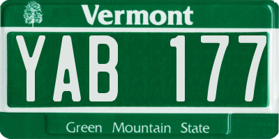 VT license plate YAB177