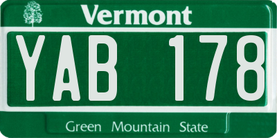 VT license plate YAB178