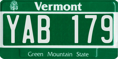 VT license plate YAB179