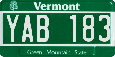 VT license plate YAB183