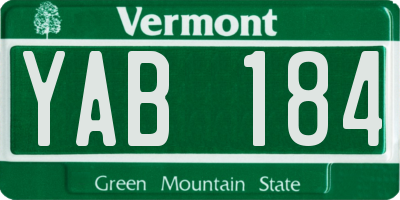 VT license plate YAB184