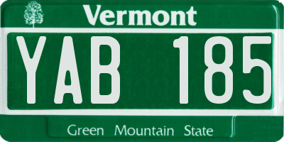 VT license plate YAB185