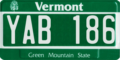 VT license plate YAB186