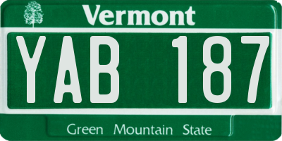 VT license plate YAB187