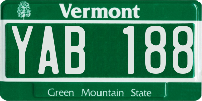VT license plate YAB188