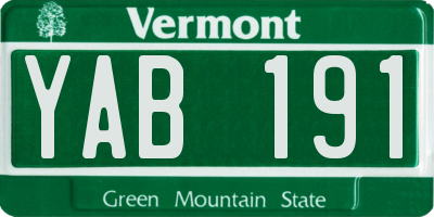 VT license plate YAB191