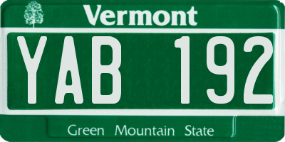 VT license plate YAB192