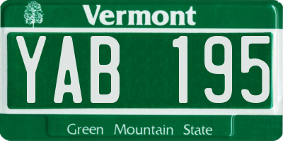 VT license plate YAB195