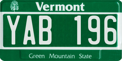 VT license plate YAB196