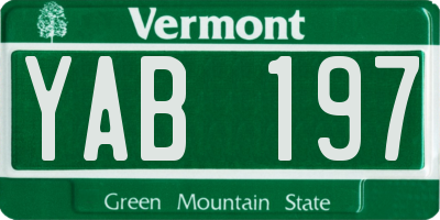 VT license plate YAB197