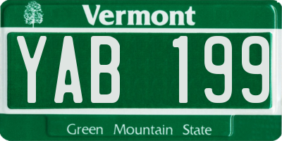 VT license plate YAB199