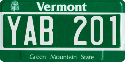 VT license plate YAB201