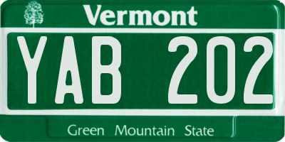 VT license plate YAB202