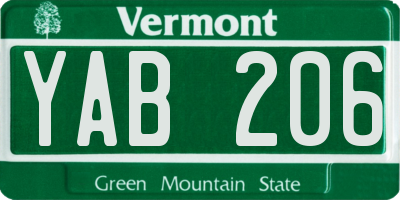 VT license plate YAB206