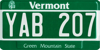 VT license plate YAB207