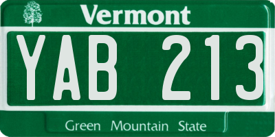 VT license plate YAB213