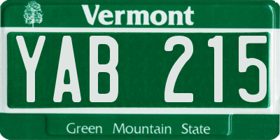 VT license plate YAB215