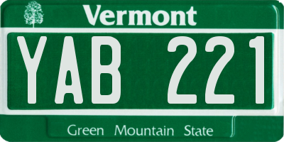 VT license plate YAB221