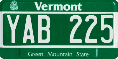 VT license plate YAB225