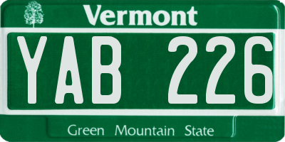 VT license plate YAB226