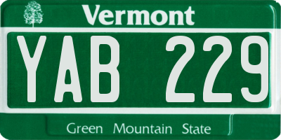 VT license plate YAB229