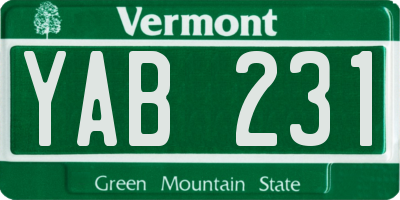 VT license plate YAB231