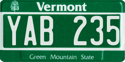 VT license plate YAB235