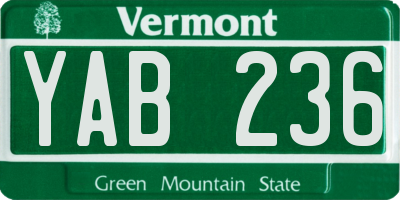 VT license plate YAB236