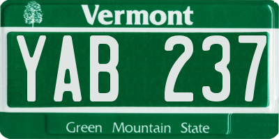 VT license plate YAB237