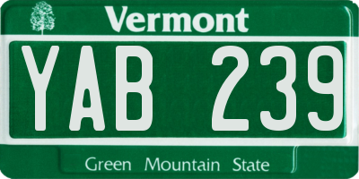VT license plate YAB239