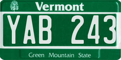 VT license plate YAB243