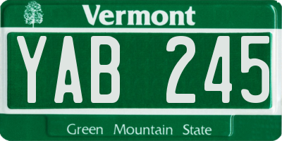 VT license plate YAB245