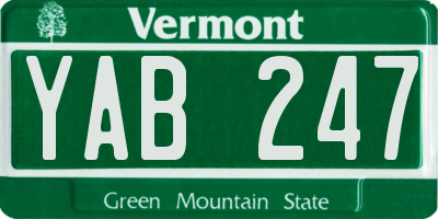 VT license plate YAB247