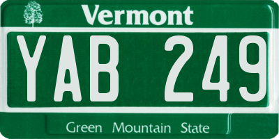 VT license plate YAB249