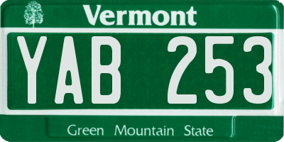 VT license plate YAB253
