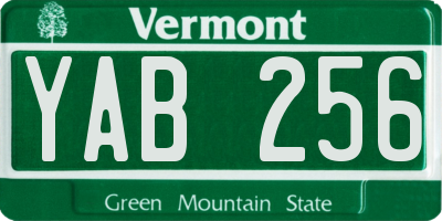 VT license plate YAB256