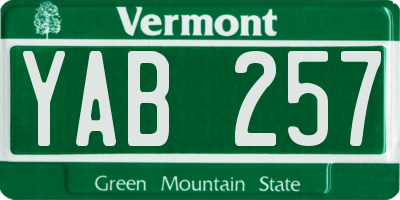 VT license plate YAB257