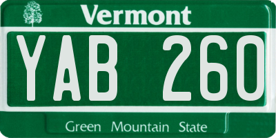 VT license plate YAB260