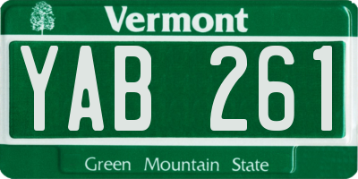 VT license plate YAB261