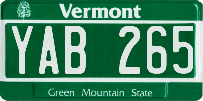 VT license plate YAB265