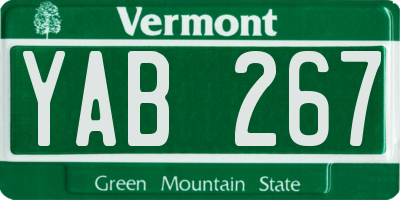 VT license plate YAB267
