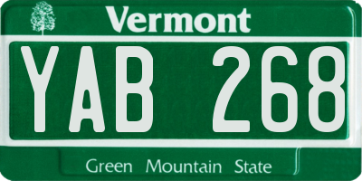 VT license plate YAB268
