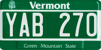 VT license plate YAB270