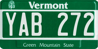 VT license plate YAB272