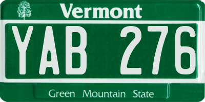 VT license plate YAB276