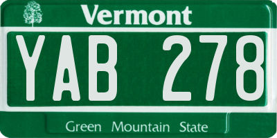 VT license plate YAB278