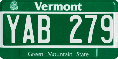 VT license plate YAB279