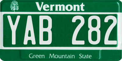 VT license plate YAB282