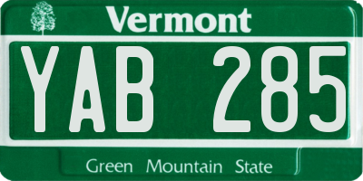 VT license plate YAB285
