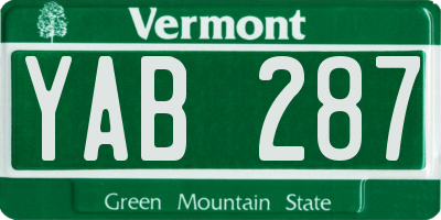 VT license plate YAB287